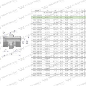 Przyłączka hydrauliczna BB (XGE) M12x1.5 06L x 1/4″ BSP ED Waryński ( sprzedawane po 5 ) W-5011060604