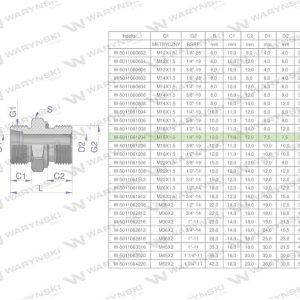 Przyłączka hydrauliczna BB (XGE) M18x1.5 12L x 1/4″ BSP ED Waryński ( sprzedawane po 10 ) W-5011061204