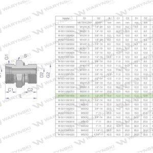 Przyłączka hydrauliczna BB (XGE) M26x1.5 18L x 1/2″ BSP ED Waryński ( sprzedawane po 2 ) W-5011061808
