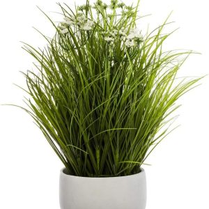 Sztuczna Roślina Trawa W Białej Donicy 40cm